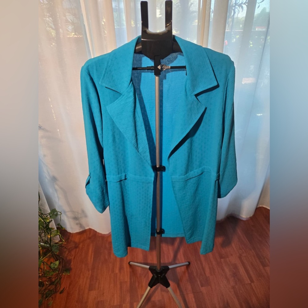 Soho Teal Blazer Outdoor Layering Topper Classic Open Jacket One Size